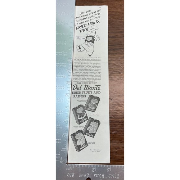 Del Monte Dried Fruits and Raisins 1938 Vintage Print Ad Peaches Apricots Prunes - Picture 2 of 5